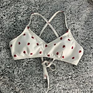 Aeropostale Cross-Back Tie Strawberry Swim Top